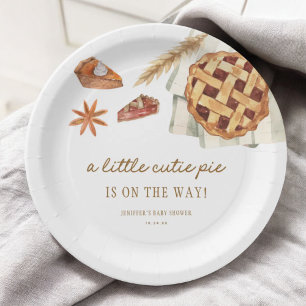 Fall Little Cutie Pie Is On The Way Baby Shower Paper Plates