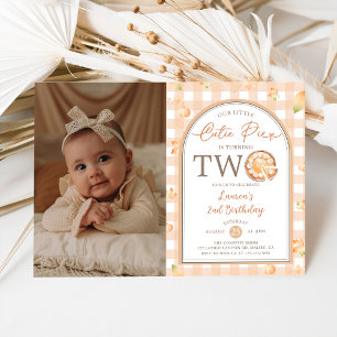 Fall Little Cutie Pie is Two 2nd Birthday Photo Invitation