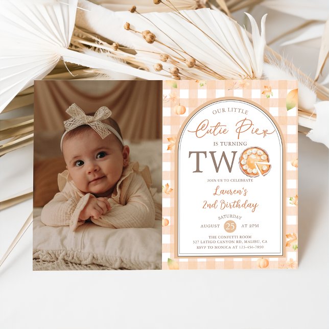 Fall Little Cutie Pie is Two 2nd Birthday Photo Invitation (Creator Uploaded)
