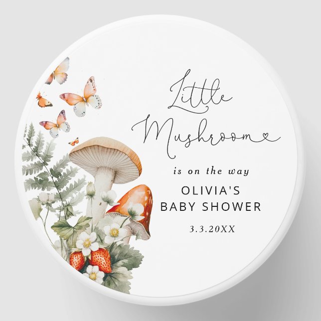 Fall little mushroom baby shower mini candle favors (Front)