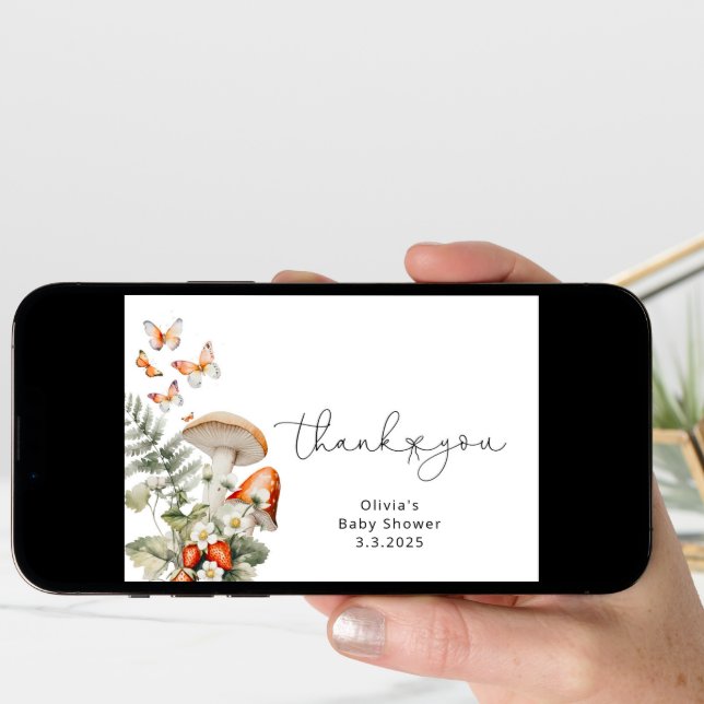 Fall little mushroom baby shower thank you card (Front Digital)