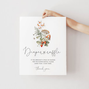 Fall little mushroom woodland diaper raffle sign