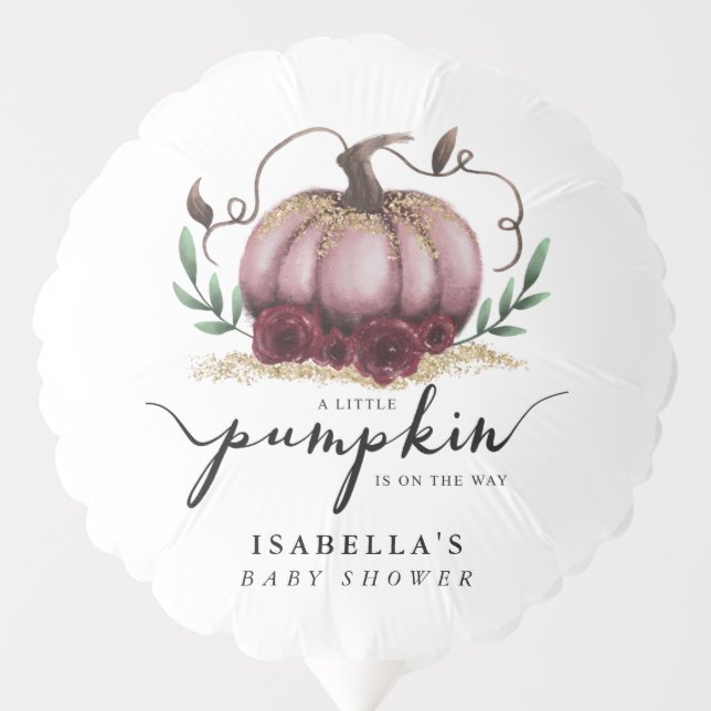 Fall Little Pink Pumpkin Baby Shower Balloon (Front)
