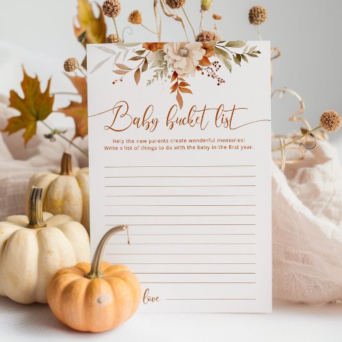 Fall little pumpkin baby shower baby bucket list