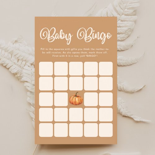 Fall Little Pumpkin Baby Shower Bingo Game