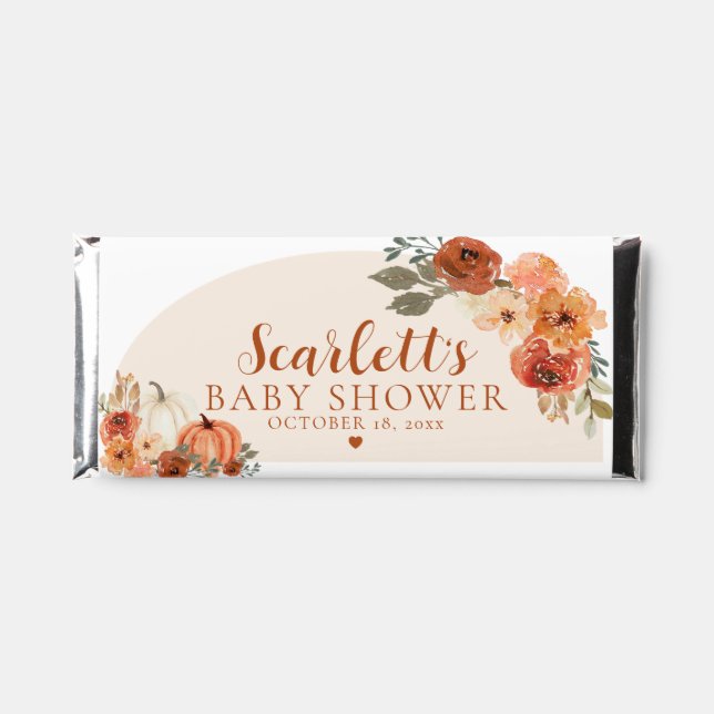 Fall Little Pumpkin Baby Shower Chocolate Wrappers Hershey Bar Favors (Front)