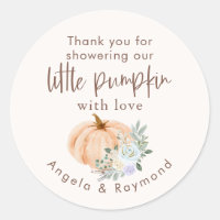 Fall Little Pumpkin Baby Shower Classic Round Sticker