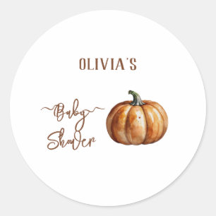 Fall Little Pumpkin Baby Shower Classic Round Sticker