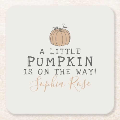 Fall Little Pumpkin baby shower Decor Square Paper Coaster