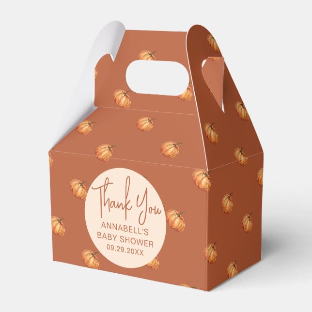 Fall Little Pumpkin Baby Shower Favor Boxes (Front Side)