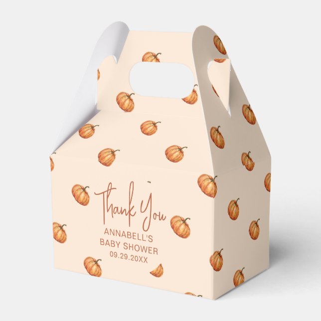 Fall Little Pumpkin Baby Shower Favor Boxes (Front Side)
