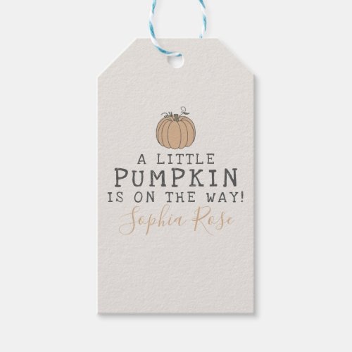 Fall Little Pumpkin baby shower favor Gift Tags