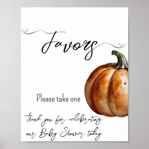 Fall Little Pumpkin Baby Shower Favors Poster