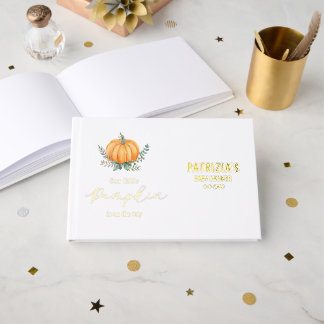 Fall Little Pumpkin Baby Shower Foil Guest Book