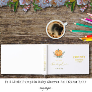 Fall Little Pumpkin Baby Shower Foil Guest Book