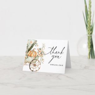 Fall Little Pumpkin Baby Shower Letterpress Thank You Card