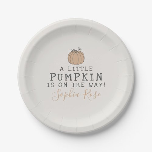 Fall Little Pumpkin baby shower Paper Plates
