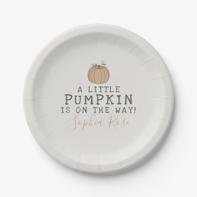 Fall Little Pumpkin baby shower Paper Plates (Front)
