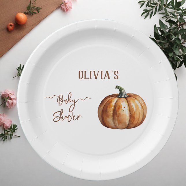 Fall Little Pumpkin Baby Shower Paper Plates (Creator Uploaded)