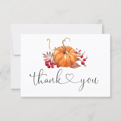 Fall little pumpkin baby shower thank you card | Zazzle
