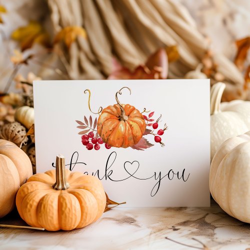 Fall little pumpkin baby shower thank you card