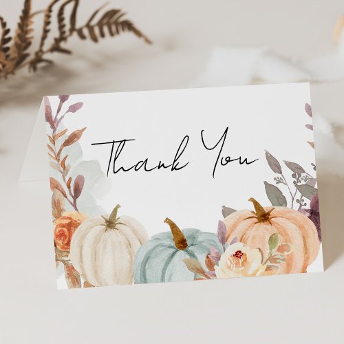 Fall Little Pumpkin Baby Shower Thank You Card