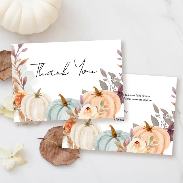 Fall Little Pumpkin Baby Shower Thank You Card | Zazzle
