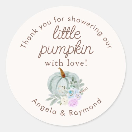 Fall Little Pumpkin Baby Shower Thank You Classic Round Sticker