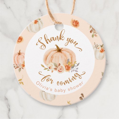 Fall little pumpkin baby shower thank you favor tags