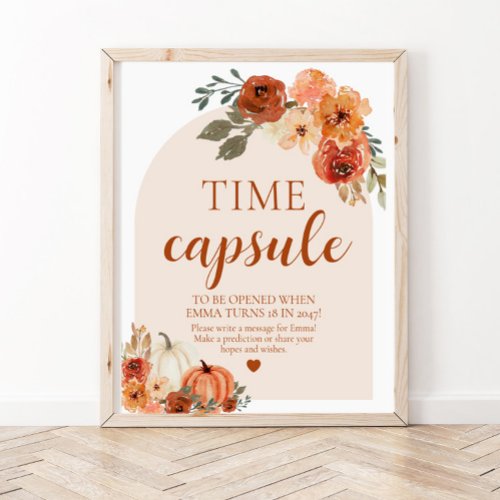 Fall Little Pumpkin Baby Shower Time Capsule Sign