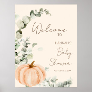 Fall Little Pumpkin Baby Shower Welcome Poster