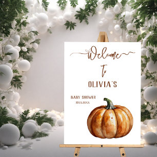 Fall Little Pumpkin Baby Shower Welcome Sign