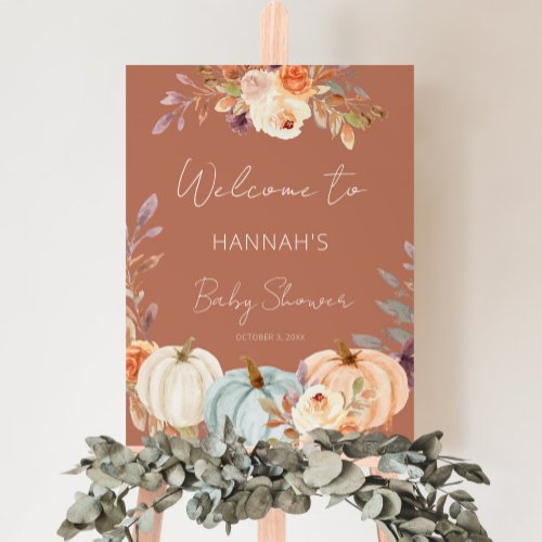 Fall Little Pumpkin Baby Shower Welcome Sign