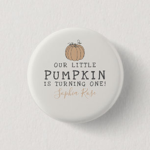 Fall Little Pumpkin birthday party favor Button