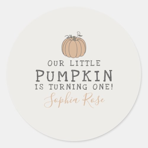 Fall Little Pumpkin birthday party favor  Classic Round Sticker