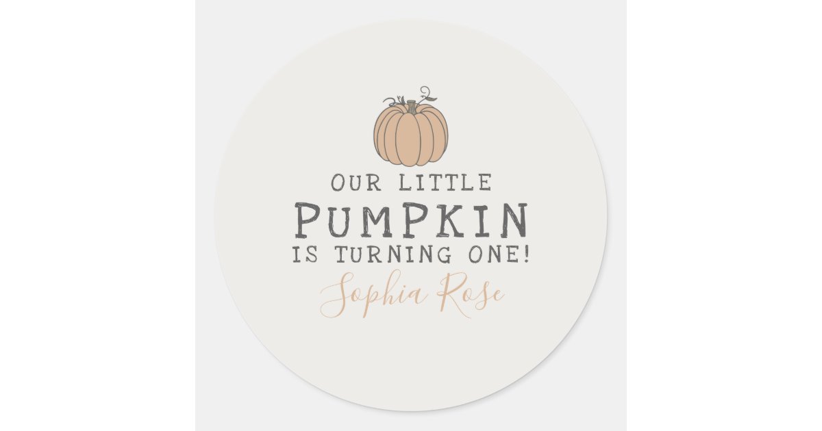 Fall Little Pumpkin birthday party favor Classic Round Sticker | Zazzle