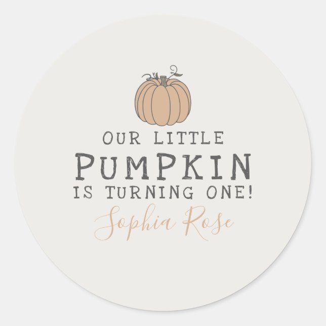 Fall Little Pumpkin birthday party favor  Classic Round Sticker (Front)