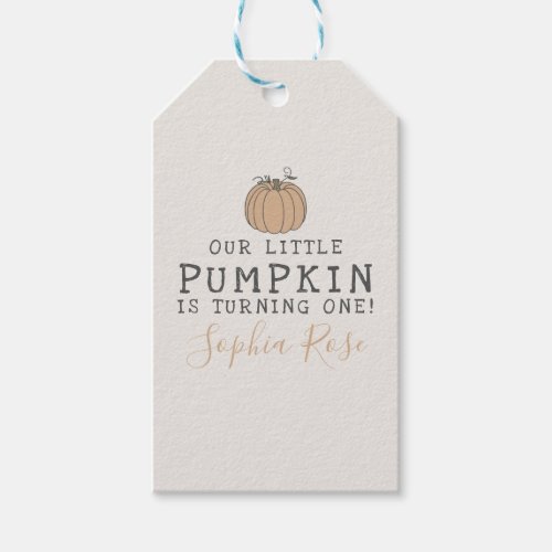 Fall Little Pumpkin birthday party favor Gift Tags