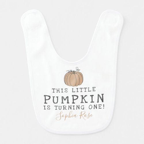 Fall Little Pumpkin birthday party neutral Baby Bib