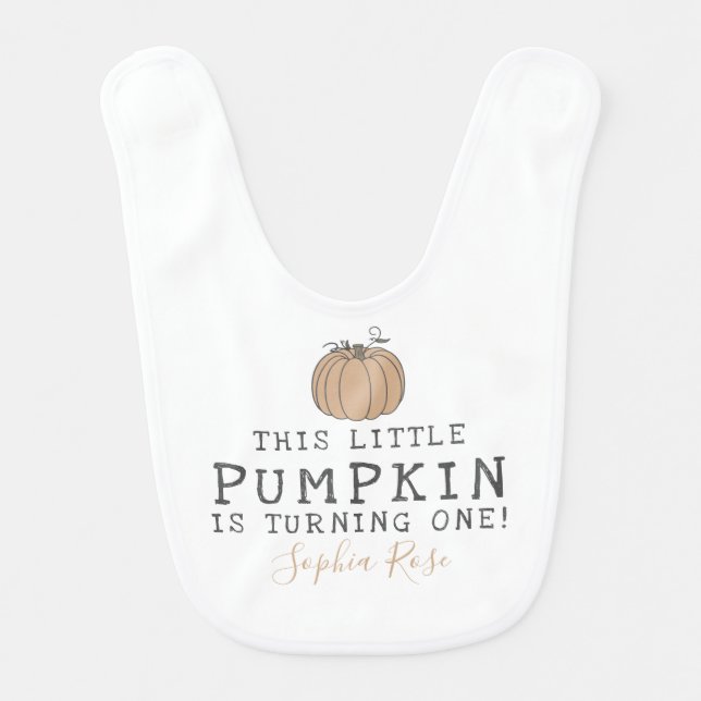 Fall Little Pumpkin birthday party neutral Baby Bib (Front)