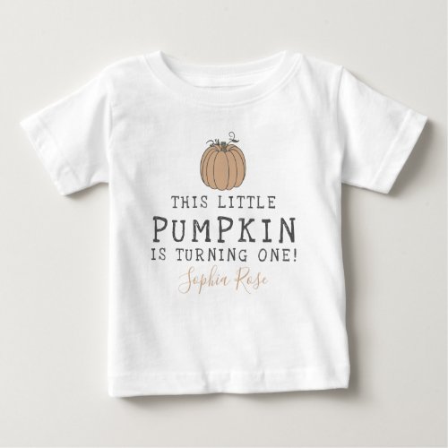 Fall Little Pumpkin birthday party neutral Baby T_Shirt