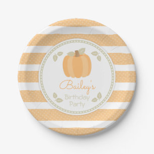 Fall Little Pumpkin Birthday Party Paper Plate