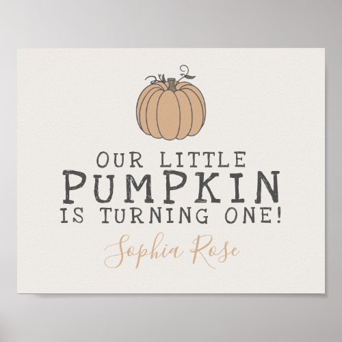 Fall Little Pumpkin birthday party signage Poster