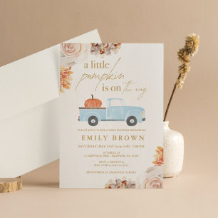 Fall Little Pumpkin Boy Baby Shower Invitation