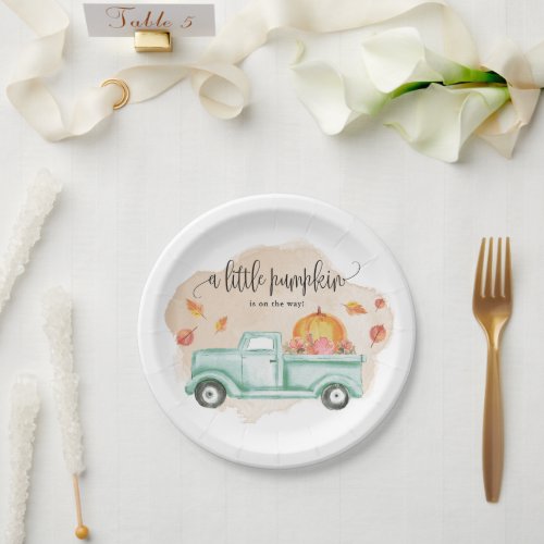 Fall Little Pumpkin Farm Truck Baby Shower Dessert Paper Plates