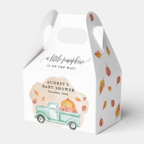 Fall Little Pumpkin Farm Truck Baby Shower Favor Boxes