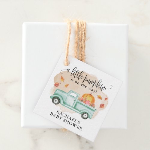 Fall Little Pumpkin Farm Truck Baby Shower Favor Tags