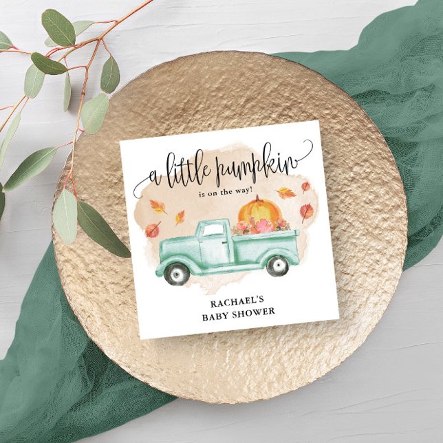 Fall Little Pumpkin Farm Truck Baby Shower Napkins (Beautiful napkins for your fall themed baby shower.)