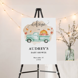Fall Little Pumpkin Farm Truck Baby Shower Welcome Foam Board