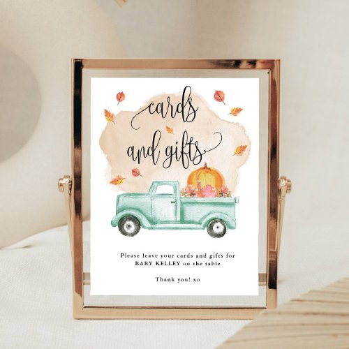 Fall Little Pumpkin Farm Truck Cards and Gifts Poster